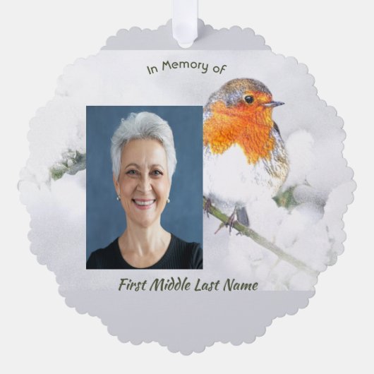 Memorial Keepsake English Robin Bird Ornament Kaart (Voorkant)