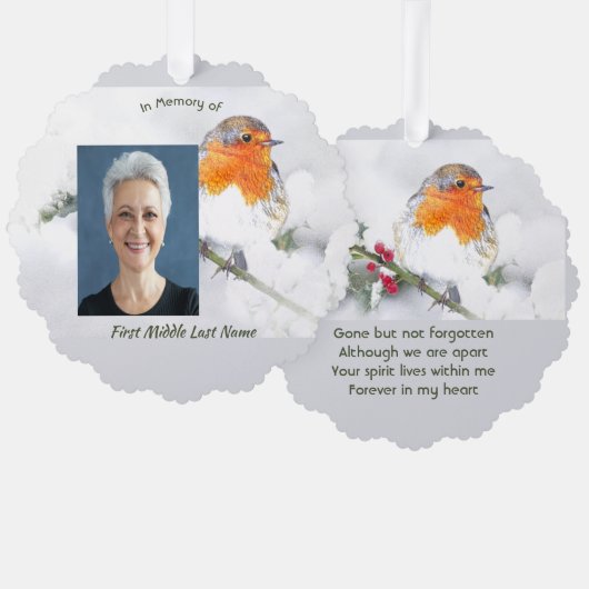 Memorial Keepsake English Robin Bird Ornament Kaart (Voorkant / Achterkant)