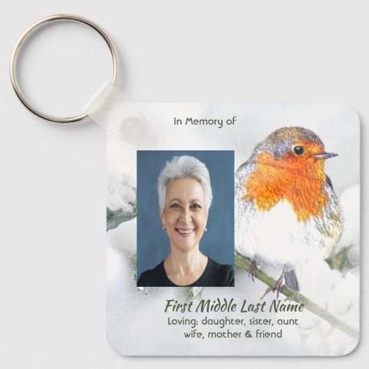 Memorial Keepsake English Robin Bird Sleutelhanger (Voorkant)