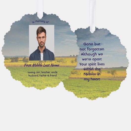 Memorial Keepsake Farm Crop Prairie Ornament Kaart (Voorkant / Achterkant)