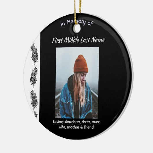 Memorial Keepsake Feather Tribal Boho Keramisch Ornament (Links)