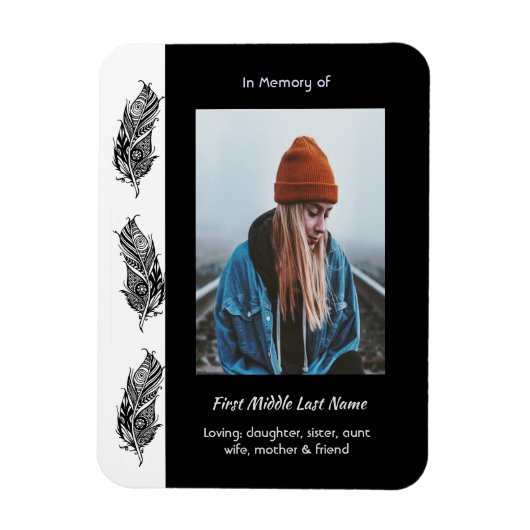 Memorial Keepsake Feather Tribal Boho Magneet (Verticaal)