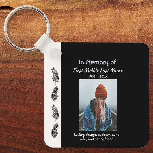 Memorial Keepsake Feather Tribal Boho  Sleutelhanger (Voorkant)