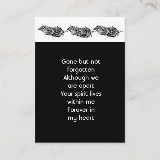 Memorial Keepsake Feather Tribal Boho  Visitekaartje (Achterkant)