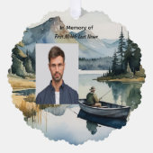 Memorial Keepsake Fishing Lake in Boat Ornament Kaart (Voorkant)