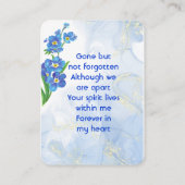  Memorial Keepsake Forget me Not" Flowers Visitekaartje (Achterkant)
