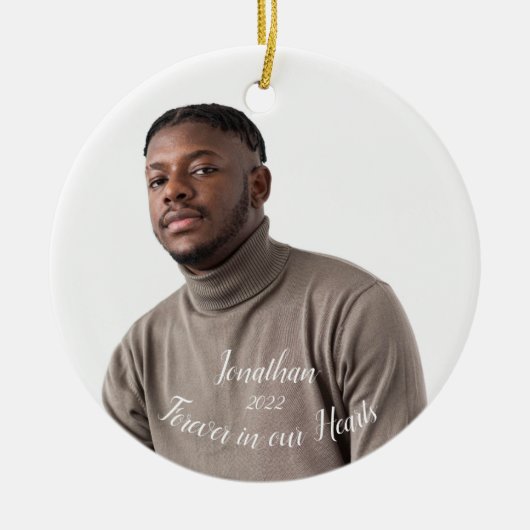 Memorial Keepsake gepersonaliseerd kerstversiering Keramisch Ornament (Voorkant)