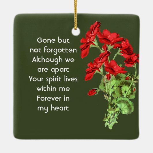 Memorial Keepsake Geranium Flower Keramisch Ornament (Achterkant)