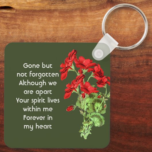 Memorial Keepsake Geranium Flower Sleutelhanger (Achterkant)