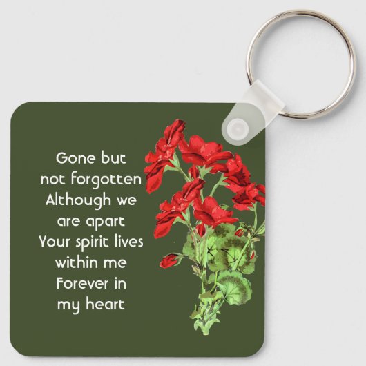 Memorial Keepsake Geranium Flower Sleutelhanger (Achterkant)