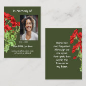 Memorial Keepsake Geranium Flower Visitekaartje (Voorkant / Achterkant)