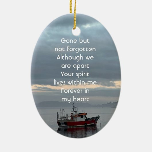 Memorial Keepsake Gevist bootvisser Keramisch Ornament (Achterkant)