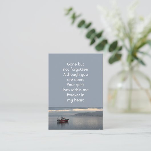 Memorial Keepsake Gevist bootvisser Visitekaartje (Staand voorkant)