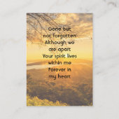 Memorial Keepsake Golden Sunrise  Visitekaartje (Achterkant)