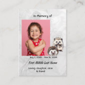 Memorial Keepsake Hedgehog Children   Visitekaartje (Voorkant)