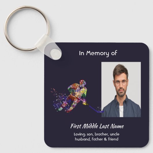 Memorial Keepsake Hockey Player Sport Sleutelhanger (Voorkant)