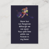 Memorial Keepsake Hockey Player Sport Visitekaartje (Achterkant)