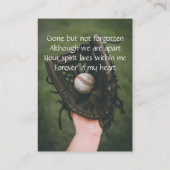 Memorial Keepsake honkbalspeler Visitekaartje (Achterkant)