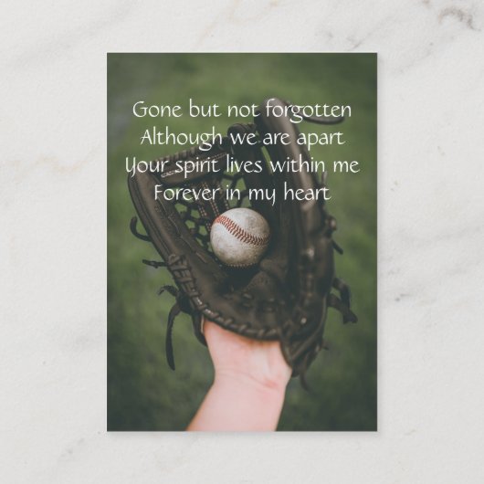 Memorial Keepsake honkbalspeler Visitekaartje (Achterkant)