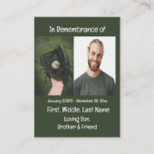 Memorial Keepsake honkbalspeler Visitekaartje (Voorkant)