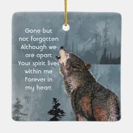 Memorial Keepsake Howling Wolf Art Keramisch Ornament (Achterkant)