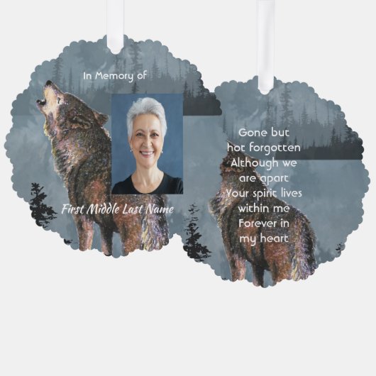 Memorial Keepsake Howling Wolf Art Ornament Kaart (Voorkant / Achterkant)