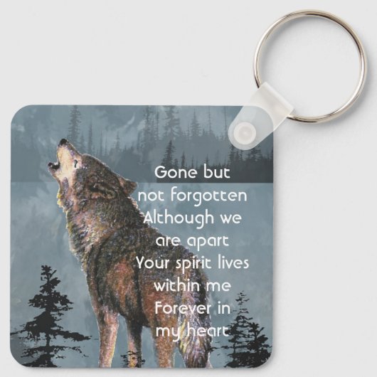 Memorial Keepsake Howling Wolf Art Sleutelhanger (Achterkant)