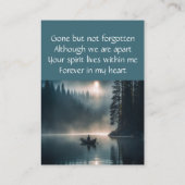 Memorial Keepsake Lake Boat Canoe Wilderness Visitekaartje (Achterkant)