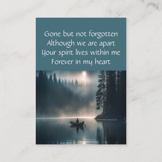 Memorial Keepsake Lake Boat Canoe Wilderness Visitekaartje (Achterkant)