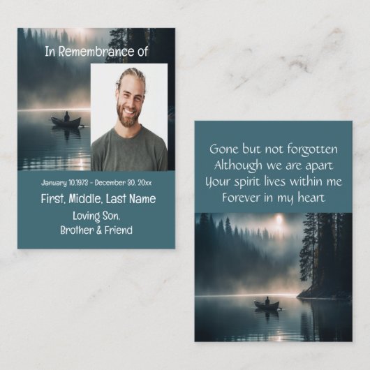 Memorial Keepsake Lake Boat Canoe Wilderness Visitekaartje (Voorkant / Achterkant)