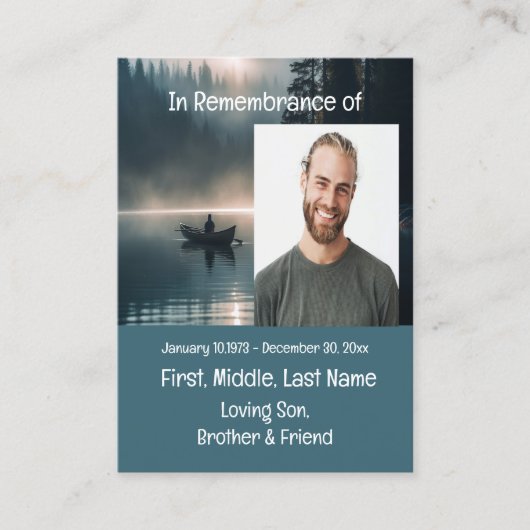 Memorial Keepsake Lake Boat Canoe Wilderness Visitekaartje (Voorkant)