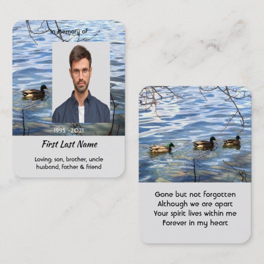 Memorial Keepsake Lake Ducks Birds Visitekaartje (Voorkant / Achterkant)