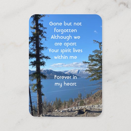 Memorial Keepsake Lake  Forest Trees Visitekaartje (Achterkant)