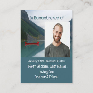 Memorial Keepsake Lake Red Canoe Wilderness Visitekaartje