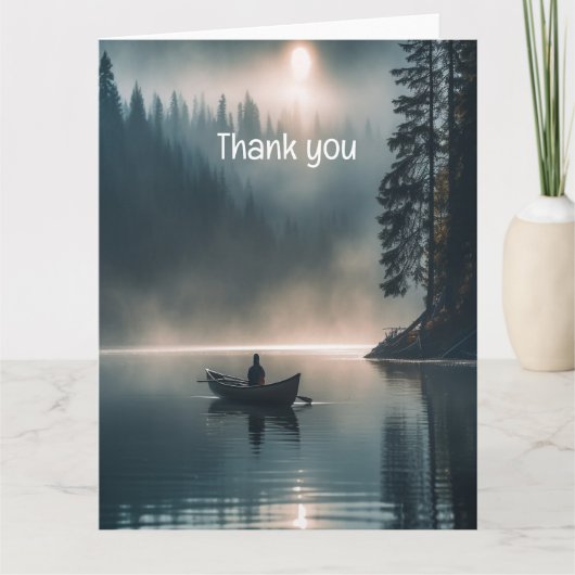 Memorial Keepsake Lake Vissende roeiboot Bedankkaart (Voorkant)