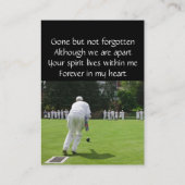 Memorial Keepsake Lawn Bowling Visitekaartje (Achterkant)