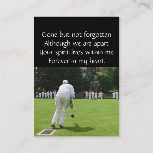 Memorial Keepsake Lawn Bowling Visitekaartje (Achterkant)