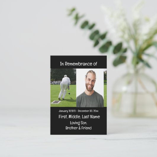 Memorial Keepsake Lawn Bowling Visitekaartje (Staand voorkant)