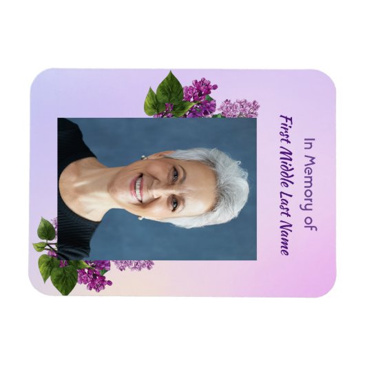 Memorial Keepsake Lilac Garden Flower  Magneet (Horizontaal)