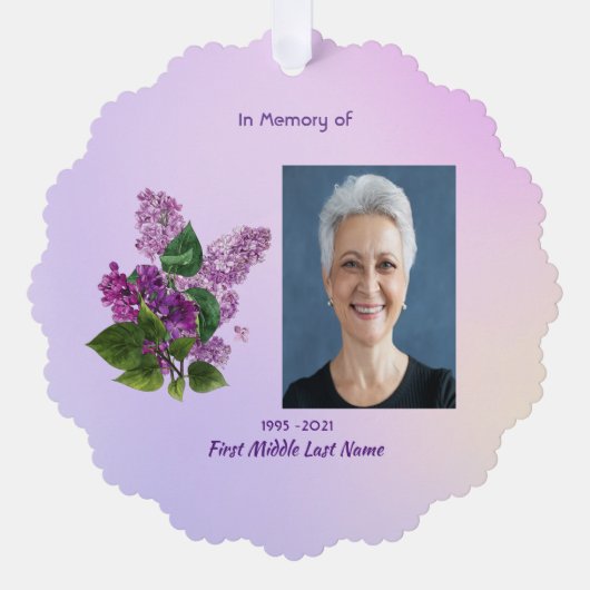 Memorial Keepsake Lilac Garden Flower  Ornament Kaart (Voorkant)