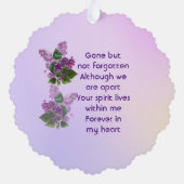 Memorial Keepsake Lilac Garden Flower  Ornament Kaart (Achterkant)