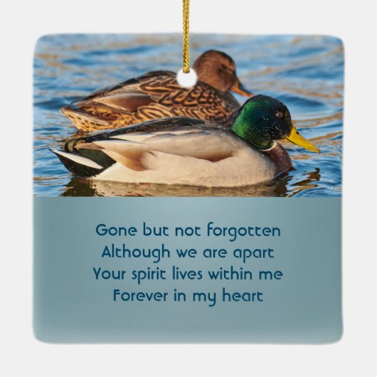 Memorial Keepsake Mallard Ducks Bird Keramisch Ornament (Achterkant)