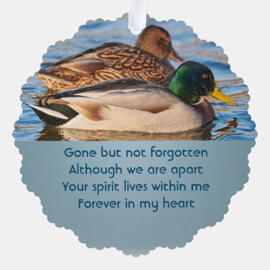 Memorial Keepsake Mallard Ducks Bird Ornament Kaart (Achterkant)