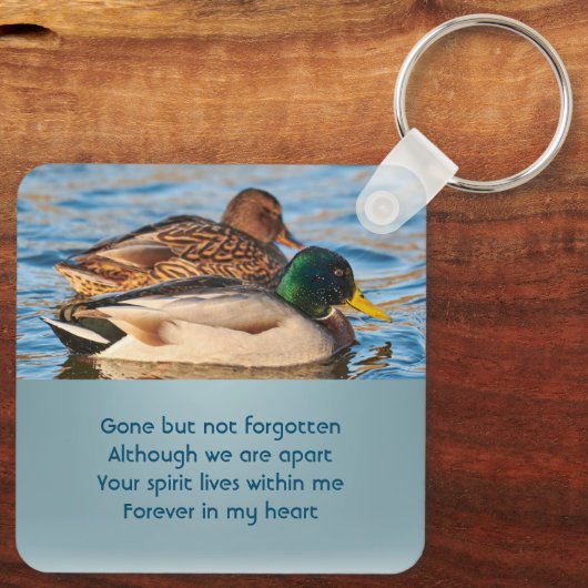 Memorial Keepsake Mallard Ducks Bird Sleutelhanger (Achterkant)