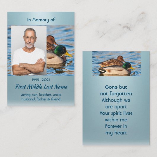 Memorial Keepsake Mallard Ducks Bird Visitekaartje (Voorkant / Achterkant)