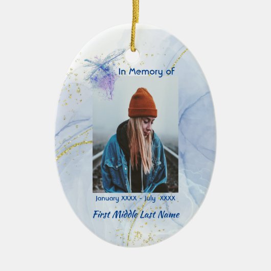 Memorial Keepsake Memorial Dragonfly Keramisch Ornament (Voorkant)