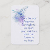 Memorial Keepsake Memorial Dragonfly Visitekaartje (Achterkant)