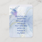 Memorial Keepsake Memorial Dragonfly  Visitekaartje (Achterkant)