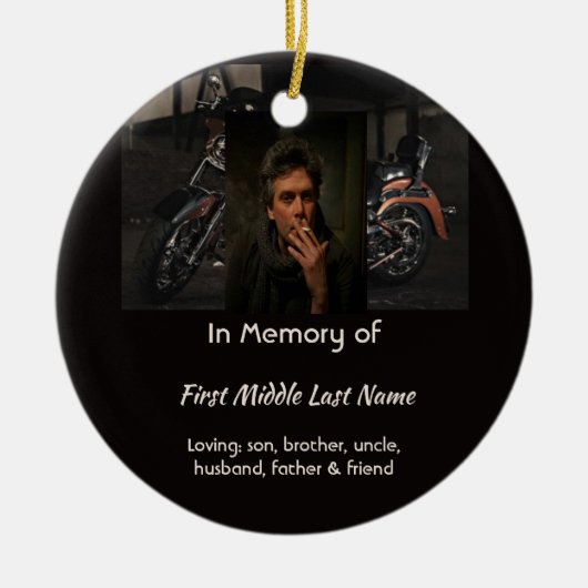 Memorial Keepsake Motorcycle Biker Keramisch Ornament (Voorkant)