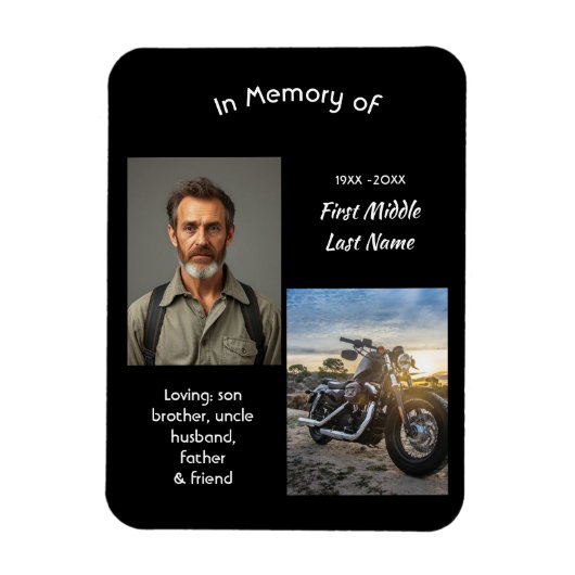 Memorial Keepsake Motorcycle Chopper Magneet (Verticaal)